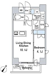 ルジェンテ・バリュ上野 2階1LDKの間取り