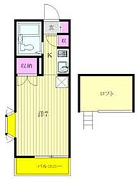 青和ハイムパート1 ワンルームの間取図画像
