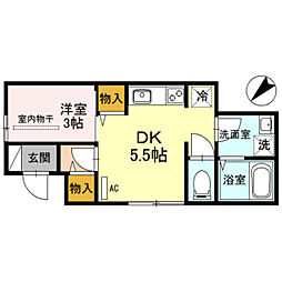 ＯＨＡＮＡ 1階1DKの間取り