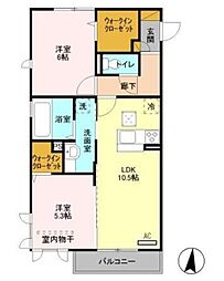 roi delours III 1階2LDKの間取り