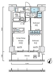 ロイヤルパークス赤羽ノース 3階2LDKの間取り