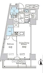 パークアクシス池袋 1LDKの間取図画像