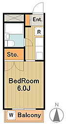 多摩都市モノレール 大塚・帝京大学駅 徒歩6分の賃貸マンション 3階1Kの間取り