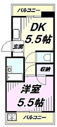 サンライズ高柳 1DKの間取図画像