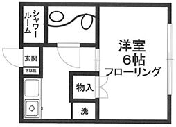 ベルエア大崎 2階1Kの間取り