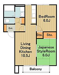 パルテノンロイヤル　B棟 2階2LDKの間取り