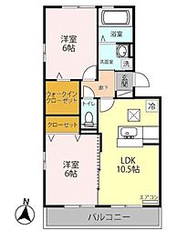 オッツ吉川B 2LDKの間取図画像