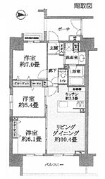 クリオ浦和常盤 6階3LDKの間取り