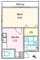 JR中央線 西荻窪駅 徒歩14分の賃貸アパート 2階1Kの間取り