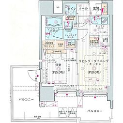 JR京浜東北・根岸線 大井町駅 徒歩4分の賃貸マンション 13階1LDKの間取り