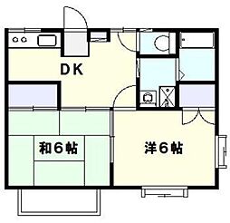 ベルレーヌ鷺沼 2DKの間取図画像