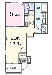 エターナルアルバ 1LDKの間取図画像