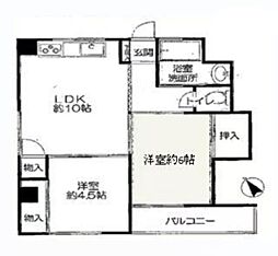 川口マンション 2DKの間取図画像