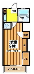 コーポパストラール 1階1Kの間取り