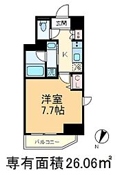 アイル王子ノルド 7階1Kの間取り