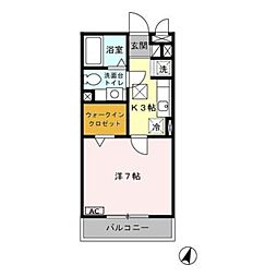 リヴェール石田 1階1Kの間取り