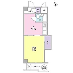 TMグリーン東邦 2階1Kの間取り