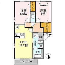 アンクレージュせんげん台 2LDKの間取図画像
