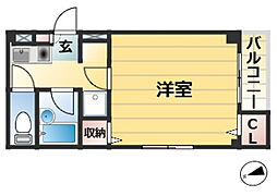 ハイエスト大倉山公園 5階1Kの間取り
