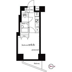 ヴェルト西大島グラーセ 10階1Kの間取り