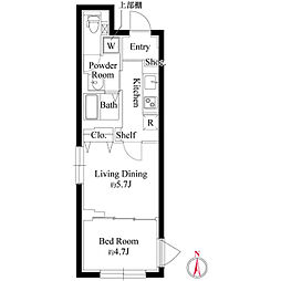 エクサム高円寺 2Kの間取図画像