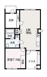 鈴森ｖｉｌｌａｇｅ 1階1LDKの間取り