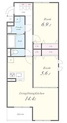 ベルフォーレI 1階2LDKの間取り