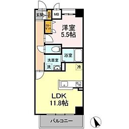 ベルファミーユ高根台II 2階1LDKの間取り