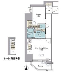 Brillia ist 錦糸公園 1LDKの間取図画像