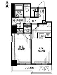 プレール・ドゥーク蒲田2 1LDKの間取図画像
