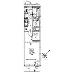 （仮称）古淵アパート計画A棟 3階1Kの間取り