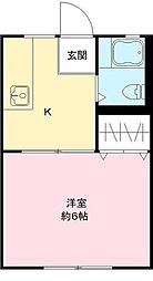 長谷川ハイツ 1Kの間取図画像