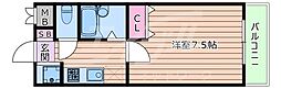 コアティーPart1 1Kの間取図画像