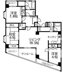 クイーンポート 6階3LDKの間取り
