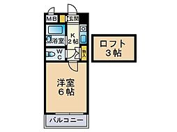 オーク高砂 1Kの間取図画像