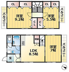 コムディッソエフモール 4階3DKの間取り