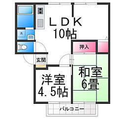サンビレッジエクセル 101 1階1LDKの間取り