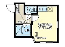 ユナイト港南アンシャンテ 2階ワンルームの間取り