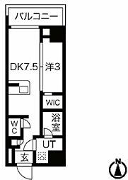 スパシエ新板橋 6階1DKの間取り