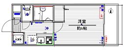 スカイコート都立家政EAST 1Kの間取図画像
