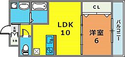 ヴィラ・ブリリオ神戸北野 1LDKの間取図画像