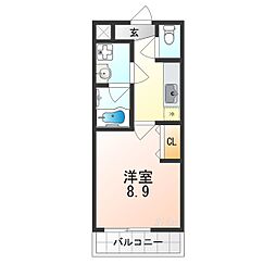 ローズ・メイ 1Kの間取図画像