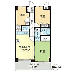 ライオンズマンション船橋三咲 3DKの間取図画像
