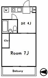 ヴィレッヂ1 1DKの間取図画像