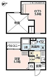 ラヴィータ御崎 2階1Kの間取り