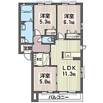 クレセオＫＯＧＡ 00201 ｜ 茨城県古河市下大野2965-260（賃貸アパート3LDK・2階・61.10㎡） その2