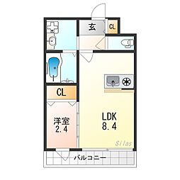 MJC京都西大路 5階1LDKの間取り