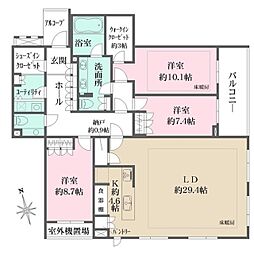 代々木パークハウスPRIMEHILLS 4階3LDKの間取り