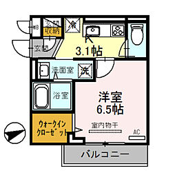 R-001 1Kの間取図画像