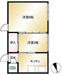 嶋田荘 2階2Kの間取り